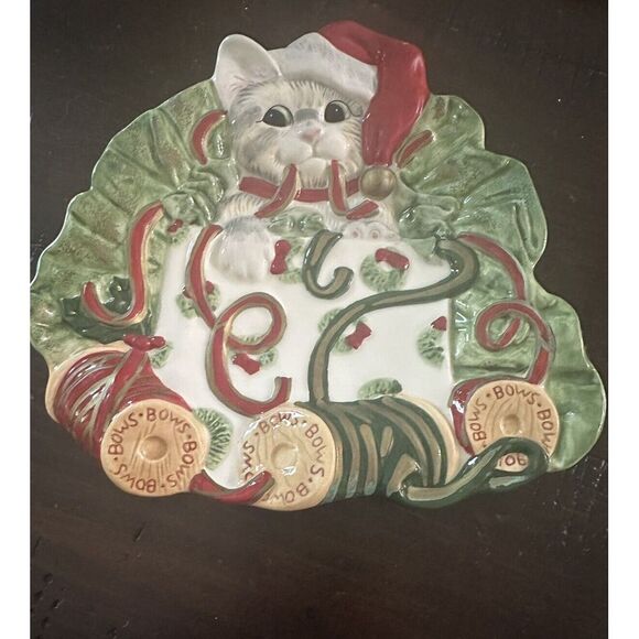 FITZ AND FLOYD KITTY KRINGLE DECORATIVE CANAPE DISH PLATE CHRISTMAS #17‎ - Picture 1 of 4